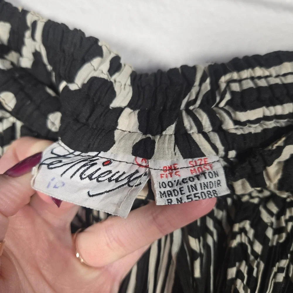 Vtg Le Mieux Cotton Maxi‎ Skirt One Size Polka Dot Broomstick Contrast Festival